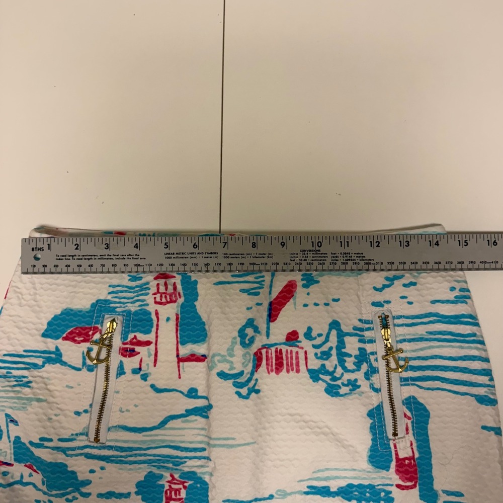 Lilly Pulitzer Tate Watch out Lighthouse Seersucker Mini Skirt Pink White Sz 2 - Picture 4 of 9